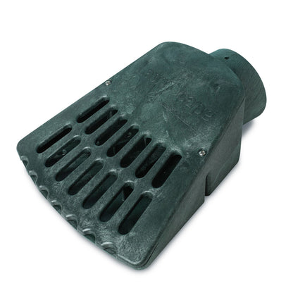 A black plastic lawn outlet for a lawn sprinkler system.